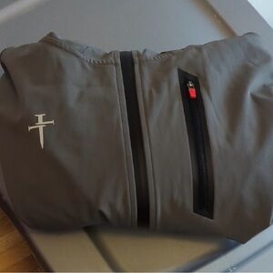 Anorak Three Nails Grey Jacket Full Zip Pockets Hooded